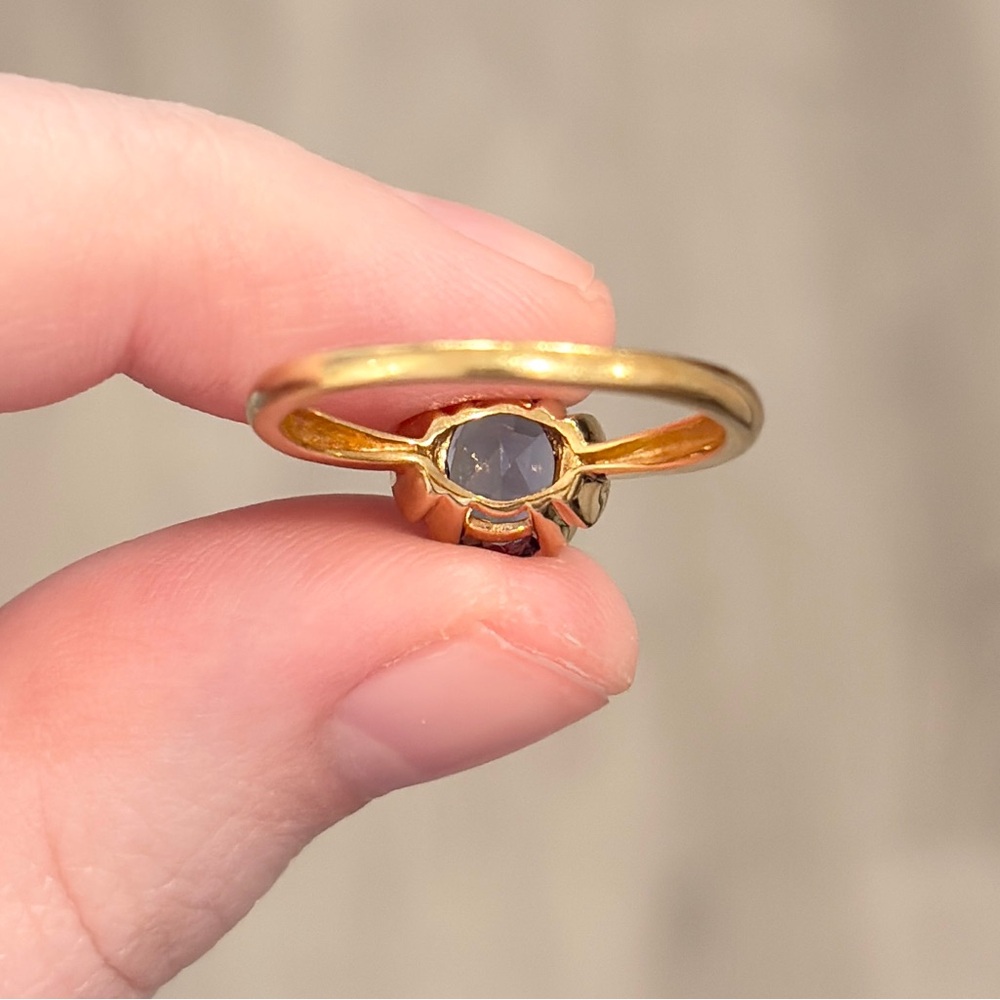 18K Iolite Ring, Natural Violet Oval Cut, Size 8.25, Yellow Gold, Solitaire - Picture 17 of 17